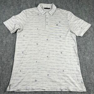 Travis Mathew Polo Shirt Mens Large Palm Tree Print‎ Golf Casual Athleisure